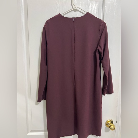Theory burgundy Kula W Trinity 2 Long Sleeves Shift Dress Size 10 - Picture 3 of 12